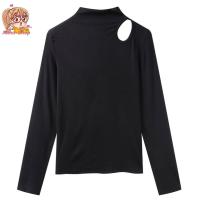 ราคา เสื้อยืดแขนยาว เซ็กซี่ เสื้อคอเต่า รัดรูปแขนยาวเว้าอกสีพื้น เสื้อแฟชั่น TS1158 (21053469722)