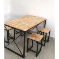 ราคา 99HomeStore ชุดโต๊ะขาเหล็กแต่งกากบาท เก้าอี้ขาเหล็ก มีสองขนาด (19768925869)