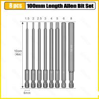 ราคา 10Pcs Set Allen wrench bit 100mm Hex Screwdriver Bits Set Premium S2 Steel Drill Bit Quick Release Shank Magnetic Screwdriver Bit Set (18674518930)