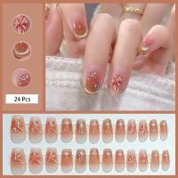 ราคา LILYCUTE 24ชิ้น ชุดเล็บปลอมดอกไม้ไฟฝรั่งเศสเล็บปลอมปลอมคลุมทั้งหมดเล็บอะคริลิกปลอมเล็บปลอม S สำหรับตกแต่งเล็บ (21267104067)