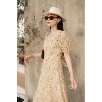 ราคา พร้อมส่ง ชุดเดรสยาว เดรสลายดอก เดรสไปทะเล เดรสแขนตุ๊กตาผูกหลัง งานป้ายvshop (17629221123)