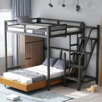 ราคา LOFT bed elevated bed high and low double bed upper and lower bunk bed elevated bunk bed dormitory small apartment wrought iron bed (16566682740)