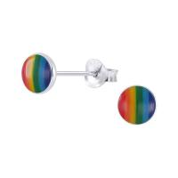 ราคา Silverthai Silver rainbow round earrings studs ต่างหูห่วงกลมสีเงินรุ้ง Gay Earrings Simple Classic Round Silver Ear stud 925 ใส่แล้วไม่แพ้ พร้อมส่ง (10392793388)
