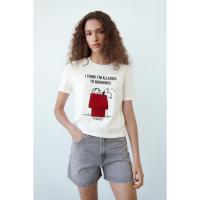 ราคา ZARA เสื้อยืดแขนสั้นคู่พิมพ์คอกลมการ์ตูนถั่วลิสงสำหรับผู้หญิงใหม่5643823 (20390327977)