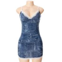 ราคา COD ฤดูร้อน 2022 กระโปรงชุดเดรสเอวต่ำพิมพ์ลายยีนส์สไตล์ชายหาดกระโปรงลูกไม้เปิดหลังเซ็กซี่ (16163190995)