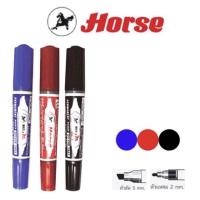 ราคา ตราม้า ปากกาเคมี 2 หัว 1 สี มี 3 สี สีดำ สีน้ำเงิน สีแดง (19590143526)