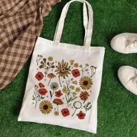 ราคา New Plant Print Mushroom Shoulder Bag Canvas Bag Harajuku Shopper Bag Fashion Cute Casual Summer Shoulder Bags Tote Shopper Bag (20144382892)