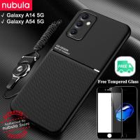 ราคา NUBULA สำหรับ Samsung Galaxy A14 5G Galaxy A54 5G ปลอกฟรีกระจกนิรภัย Silky รู้สึกหนัง Hp Galaxy A54 A14 5G เคสมือถือรถกันกระแทกปกหลังแม่เหล็ก Lanyard ชุดทำความสะอาดหน้าจอสำหรับ Samsung Galaxy A14 5G G