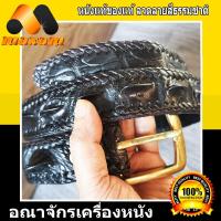 ราคา Genuine Crocodile Leather For Mens เข็มขัดหนังจระเข้สีดำ หัวเข็มสีทอง Belt And Buckle เส้นเดียวเอาอยู่ (5524502147)