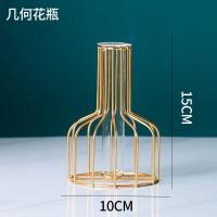 ราคา Ins เครื่องประดับตกแต่งบ้านแจกันเหล็กห้องนั่งเล่นแจกันแก้ว Hydroponic ทองเหล็กดัด (21162328183)