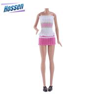 ราคา ชุดกระโปรงถักไหมพรมแฟชั่นตุ๊กตารัดรูปไร้สาย เสื้อเอวลอยลายทางขาสั้น ตุ๊กตา30ซม (21195598933)