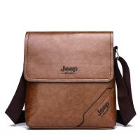 ราคา 卐 Trendy new JEEP mens bag casual bag cover type mens leather bag shoulder bag Jeep PU messenger bag (19804797802)
