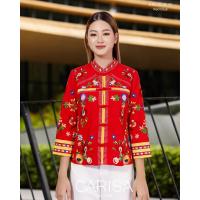 ราคา Carisa เสื้อตรุษจีน งานปักลายดอกไม้ทั้งตัว ตั้งแต่คอจนถึงปลายแจน ผ้าคอตตอลสเปนเด็กซ์ ทรงสวย 4388 (21226746594)