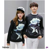 ราคา TW0480 เสื้อคู่รัก สกรีนลายดอกกุหลาบ (1659816022)