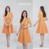 ราคา Kiss Kloset ชุดเดรสผ้าทอลาย คอปก แต่งระบายอก งานกระโปรง8ชิ้น อัดกาวทั้งชุด สวยมากๆค่า S 2XL KS544 (20934592802)