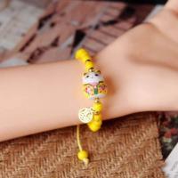 ราคา Chinese Style Cute Ceramic Fortune Cat Fu Bracelet Kawaii Fortune Wish Men Women Red String Bracelet Fashion Jewelry (20343829429)