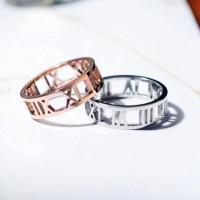 ราคา Roman Number Rose Gold Silver Titanium Steel Men Women Fashion Jewellery Simple Style Rings (13918690929)