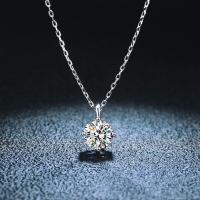 ราคา Trendy 925 Sterling Silver 1 Carat D Color Moissanite Pendant Necklace for Women Jewelry Platinum 4 Prong Clavicle Necklace Gift (10482768083)