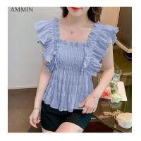 ราคา AMMIN เสื้อกล้ามคอเหลี่ยมเสื้อผ้าชีฟองแฟชั่นสไตล์ระบายอารมณ์เกาหลีเสื้อชั้นในคอเหลี่ยมเปิดระบายหลวมฤดูร้อนเสื้อชีฟอง (19014225127)