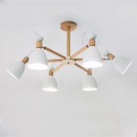 ราคา Modern simple solid wood chandelier living room chandelier dining room ceiling lamp bedroom apartment lamp lighting E27 bulb (10395163835)