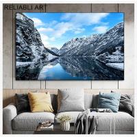 ราคา ภูมิทัศน์ธรรมชาติทะเลสาบภูเขาท้องฟ้างานศิลปะภาพผนังศิลปะผ้าใบโปสเตอร์ภาพวาดที่สมบูรณ์แบบสำหรับห้องนั่งเล่นตกแต่งบ้านกรอบไม่รวม (20482083749)