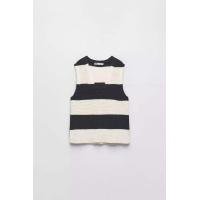 ราคา ZARA เสื้อสวมหัวคอวีแขนกุดทรงหลวมสำหรับผู้หญิงใหม่เสื้อถักลายทางสีดำและสีขาวเสื้อกั๊กติดกระดุมช่วงเอว6771102 (20432051427)