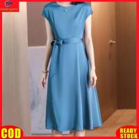 ราคา LeadingStar RC Authentic Women Slim Fit Dress Short Sleeve Round Neck A Line Skirt Retro Solid Color High Waist Midi Skirt (19840856074)