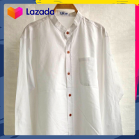 ราคา เสื้อเชิ้ตคอจีนผู้ชาย แขนยาว สีขาว ผ้าอ๊อกฟอร์ด (19694186397)