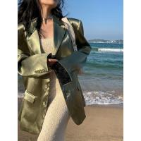 ราคา เสื้อคลุมสูทสีเขียวฝรั่งเศสแฟชั่นสำหรับผู้หญิงเสื้อนอกหลวมเกาหลี (20474719987)