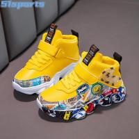 ราคา รองเท้าผ้าใบหุ้มข้อ51สำหรับเด็กรองเท้ากีฬาลำลองสำหรับแฟชั่นเด็กผู้ชายทนต่อการสึกหรอรองเท้าบาสเก็ตบอลพื้นรองเท้านิ่มสำหรับเด็กโต (20413216600)