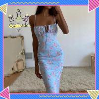 ราคา ชุดเดรสสายเดี่ยวเปิดหลังพิมพ์ลายดอกไม้สำหรับผู้หญิงชุดเดรสสายเดี่ยวกระโปรงยาวหรูกางเกงเอวสูงเซ็กซี่ฤดูร้อน (19668465580)