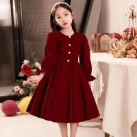 ราคา เดรสกำมะหยี่สีแดงไวน์คริสต์มาสสำหรับเด็กผู้หญิงชุดเดรสสั้นงานประกวดตอนเย็นสุดหรูชุดเดรสเจ้าหญิงสำหรับเด็กวันเกิดสำหรับเด็กงานปาร์ตี้ (21050312530)