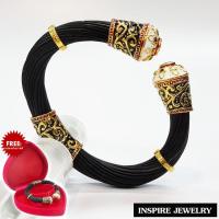 ราคา Inspire Jewelry กำไลหางช้างหัวโม่ง สีดำ สีขาว ธรรมชาติแท้ ไม่ขัดสี ตัวเรือน ชุบทอง24K ลงยาคุณภาพ ประดับพลอย สวยหรู (160448618)
