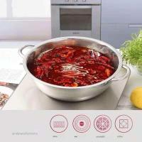 ราคา หม้อ หม้อต้ม หม้อสุกี้ หม้อชาบู สแตนเลส ขนาด 28 ซม สามารถใช้กับเตาแม่เหล็กไฟฟ้า มีฝาปิด (8644316122)