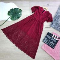 ราคา 17935 เดรสยาว แขนตุ๊กตา กระโปรงบาน ผ้าลูกไม้ ชุดลูกไม้ เสื้อผ้าแฟชั่น ชุดไปงานบวช ทำบุญ (16980318072)