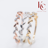 ราคา แหวนทองแท้ 9K ฝังเพชรแท้ เหลี่ยมกุหลาบ 1mm จำนวน 16เม็ด แหวนทรงใบมะกอก (17499400512)