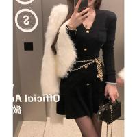 ราคา เดรสสเวตเตอร์ดีไซน์สำหรับผู้หญิงเข้ารูปพอดีใหม่ชุดเดรสสั้นเซ็กซี่สไตล์พี่สาวราชวงศ์ชุดเดรสแบบถักสั้นเกาหลี Lindeberg (17611216954)