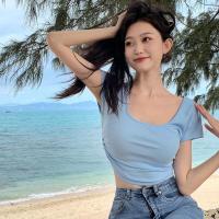 ราคา เสื้อยืดแขนสั้น เสื้อยืดครอป เสื้อเอวลอยคอเหลี่ยมเซ็กซี่โชว์หลังผ้าดีนุ่มราคาสุดคุ้มสินค้าพร้อมส่ง (15139697271)