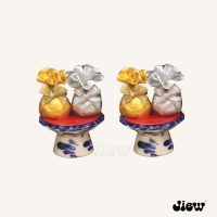 ราคา พานถุงเงิน ถุงทอง พานผลไม้ พานไหว้ พานของมงคล ขนาด 1 นิ้ว (21080682922)