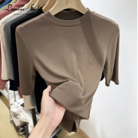ราคา Stock WomenS T Shirt Korean Casual Style Round Neck Short Sleeve Highly Stretched T Shirt Tops For Women Popular (20880108938)