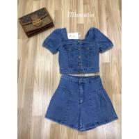 ราคา เซทยีนส์2ชิ้น เสื้อคอเหลี่ยมแขนตุ๊กตา กางเกงขาสั้น งานผ้ายีนส์ งานสวยตรงปกสุดๆ งานป้ายนำเข้า (20631802495)