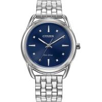 ราคา Citizen Womens Classic Eco Drive Watch Stainless Steel Silver Bracelet Blue Dial (18242231500)