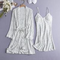 ราคา Women Lace Robe Gown Sets y Strap Tops Nightdress Kimono Bathrobe Spring Summer Robe With Sleepshirts Casual Home Wear (14060530181)