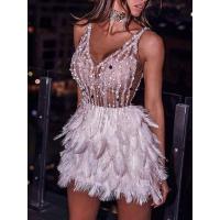 ราคา VGH เดรสเซ็กซี่ขนนกคอวีแขนกุดสำหรับผู้หญิงเดรสทรงเอเข้ารูปเอวเข้ารูปเสื้อผ้าแฟชั่นสำหรับผู้หญิงใหม่ (17779627691)