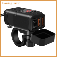 ราคา Blowing Dual QC 3 0อุปกรณ์เสริมสำหรับรถจักรยานยนต์ USB motorbike USB Digital voltmeter ADAPTER (20045044465)