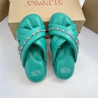 ราคา 5cm Thick Sole Bread Sandals and Slippers Like Stepping on the Clouds Foreign Trade Large Size Cross Rhinestone Casual Slippers QYUE (19861076197)