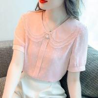 ราคา เสื้อวินเทจผู้หญิงแขนสั้นคอหลวมตุ๊กตาผอมเสื้อชีฟองฝรั่งเศส (19470305831)