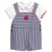 ราคา Boys Spanish Boutique Clothing Set 2022 Boy Summer Clothes Suit Infant Cotton Shirt Suspender Pants Baby Birthday Party Outfit (14132871991)
