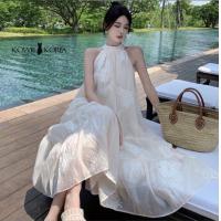 ราคา Kowie Korea 384 Sira เดรสยาวสีขาวครีม ปักฉลุ (21190741244)