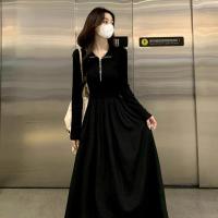 ราคา SUSSI กระโปรงสีดำขนาดเล็กมีซิปกระโปรงทรงย้วยวงกลมใหญ่เพลตี้โคดอนแกรนดิฟลอรัมเกรดสูงสีดำเฮปเบิร์น (20880096129)
